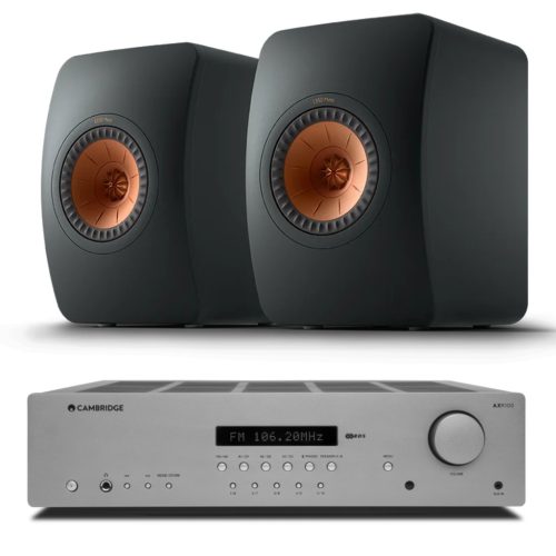 Cambridge Audio AX R100D sztereó rádióerősítő + KEF LS50 Meta polcsugárzó pár, fekete