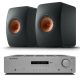 Cambridge Audio AX R100D sztereó rádióerősítő + KEF LS50 Meta polcsugárzó pár, fekete