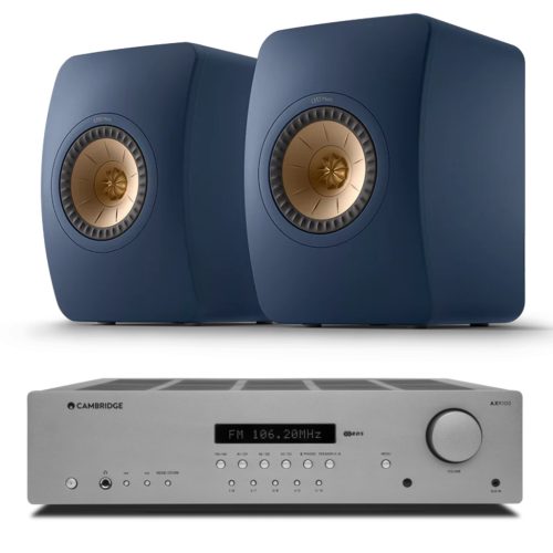 Cambridge Audio AX R100D sztereó rádióerősítő + KEF LS50 Meta polcsugárzó pár, kék