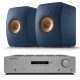 Cambridge Audio AX R100D sztereó rádióerősítő + KEF LS50 Meta polcsugárzó pár, kék