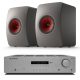 Cambridge Audio AX R100D sztereó rádióerősítő + KEF LS50 Meta polcsugárzó pár, titánium szürke