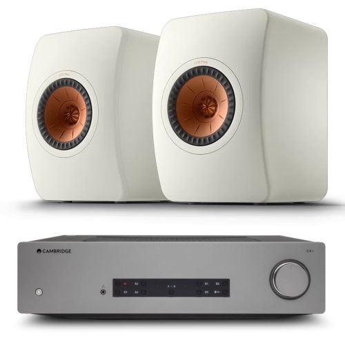 Cambridge Audio CXA81 MkII sztereó integrált erősítő + KEF LS50 Meta polcsugárzó pár, fehér