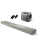 KEF XIO Soundbar (ezüst szürke) + KC62 mélyláda (titánium szürke) + KW2 vezeték nélküli adapter